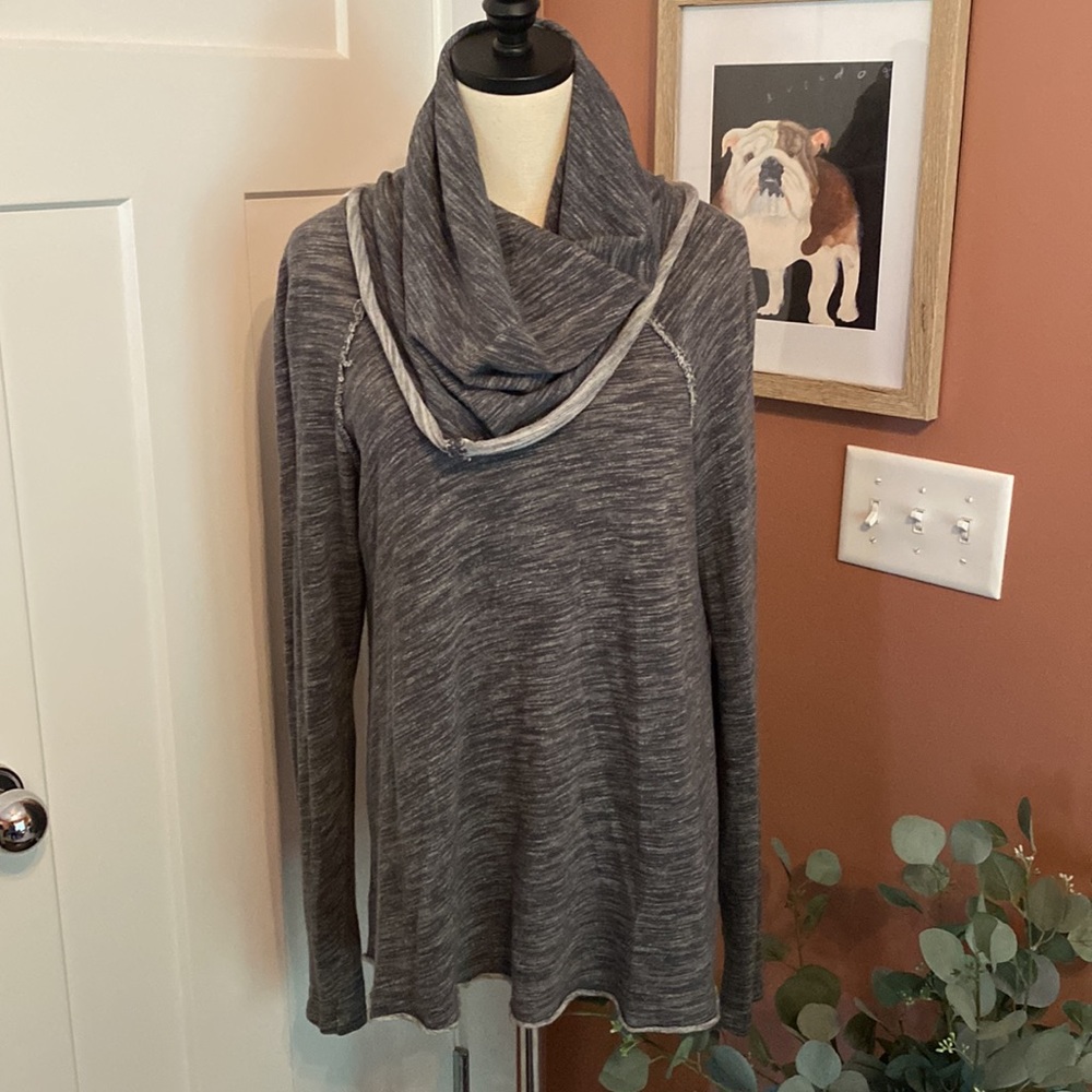 Free People Beach one body gray un corps cowl neck cocoon OS 100% cotton shirt